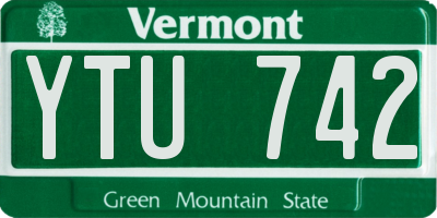 VT license plate YTU742