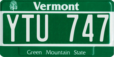 VT license plate YTU747
