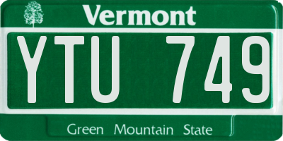 VT license plate YTU749