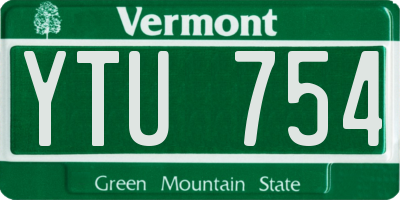 VT license plate YTU754
