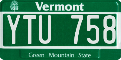 VT license plate YTU758