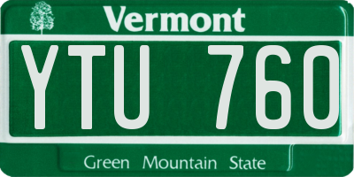 VT license plate YTU760