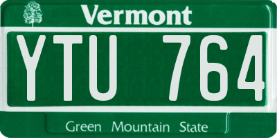 VT license plate YTU764