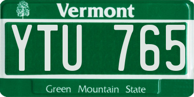 VT license plate YTU765