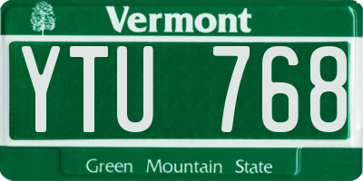 VT license plate YTU768