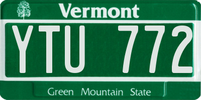 VT license plate YTU772