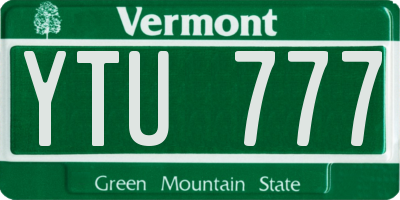 VT license plate YTU777