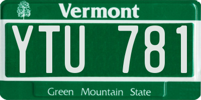 VT license plate YTU781