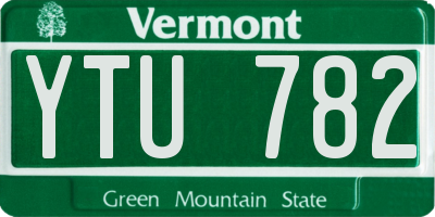 VT license plate YTU782