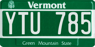 VT license plate YTU785