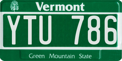VT license plate YTU786