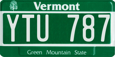VT license plate YTU787