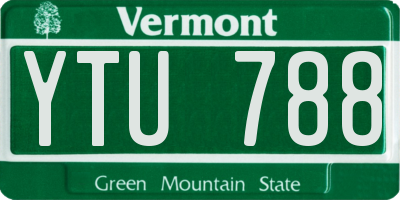 VT license plate YTU788