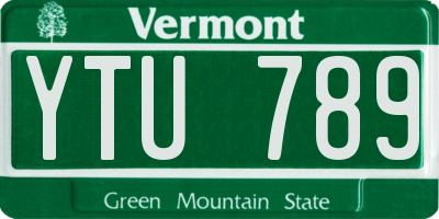 VT license plate YTU789