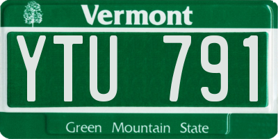 VT license plate YTU791