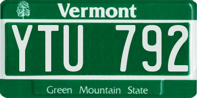VT license plate YTU792