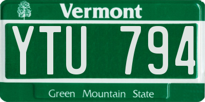 VT license plate YTU794