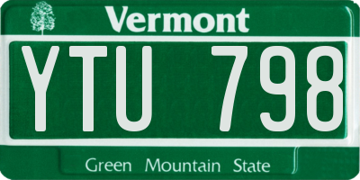 VT license plate YTU798