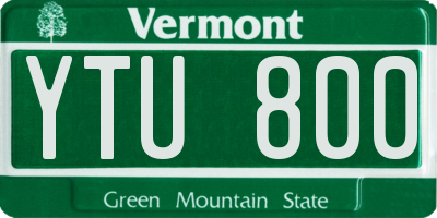 VT license plate YTU800