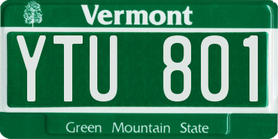 VT license plate YTU801