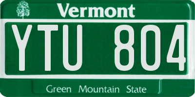 VT license plate YTU804