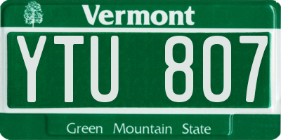VT license plate YTU807