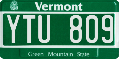 VT license plate YTU809