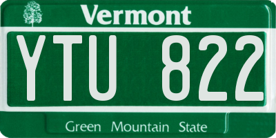 VT license plate YTU822