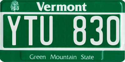 VT license plate YTU830