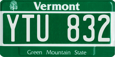 VT license plate YTU832