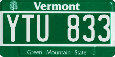 VT license plate YTU833