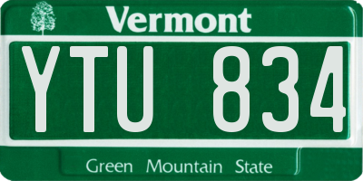 VT license plate YTU834