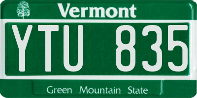 VT license plate YTU835