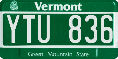 VT license plate YTU836