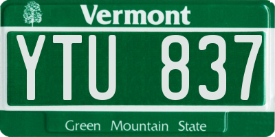 VT license plate YTU837