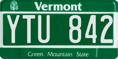 VT license plate YTU842