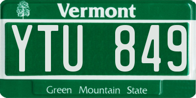 VT license plate YTU849
