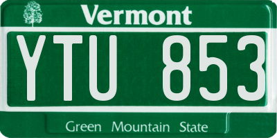 VT license plate YTU853