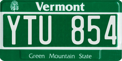 VT license plate YTU854