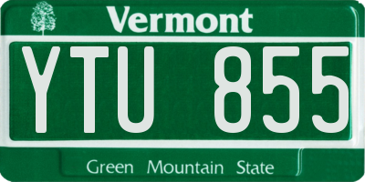 VT license plate YTU855