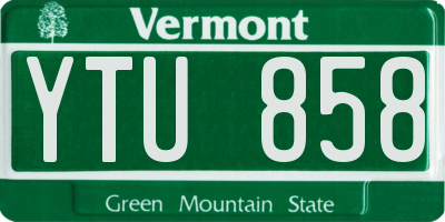 VT license plate YTU858