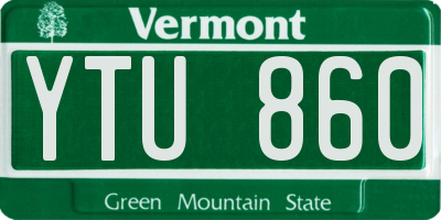 VT license plate YTU860