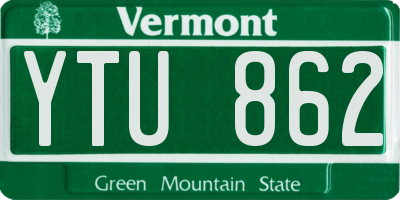 VT license plate YTU862