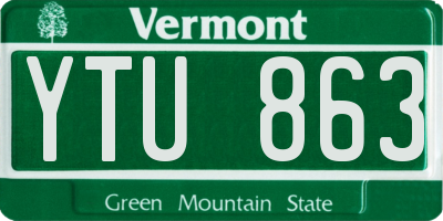 VT license plate YTU863