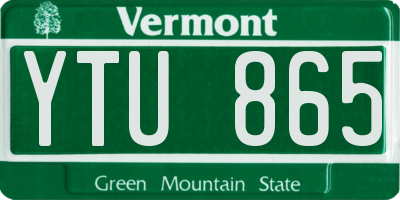 VT license plate YTU865
