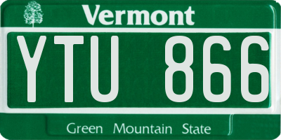 VT license plate YTU866