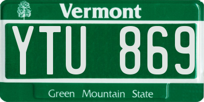 VT license plate YTU869