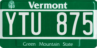 VT license plate YTU875