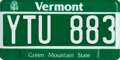 VT license plate YTU883