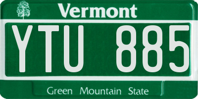 VT license plate YTU885